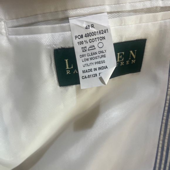 Ralph Lauren Jacket Mens LIGHT BLUE/WHITE 48R 100 Cotton Vintage - Picture 15 of 16